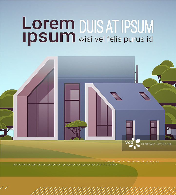 带全景的三明治板现代住宅图片素材