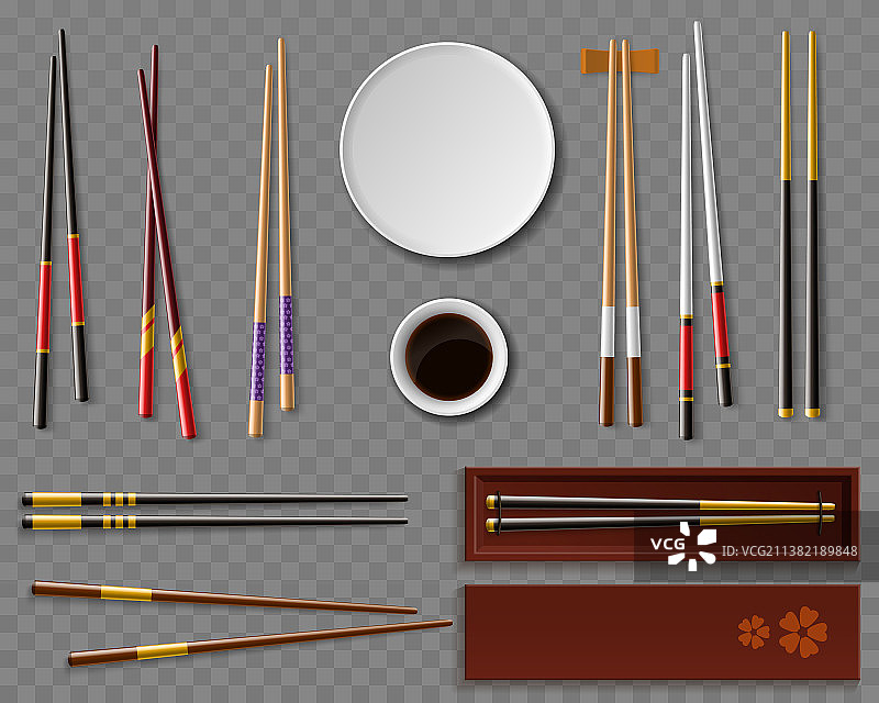 寿司、筷子和酱油写实菜肴图片素材