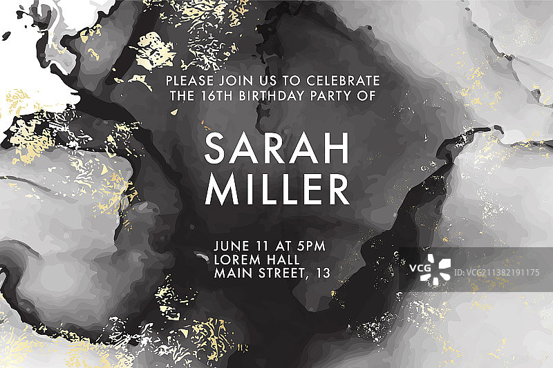 优雅奢华黑色邀请函现代标签图片素材