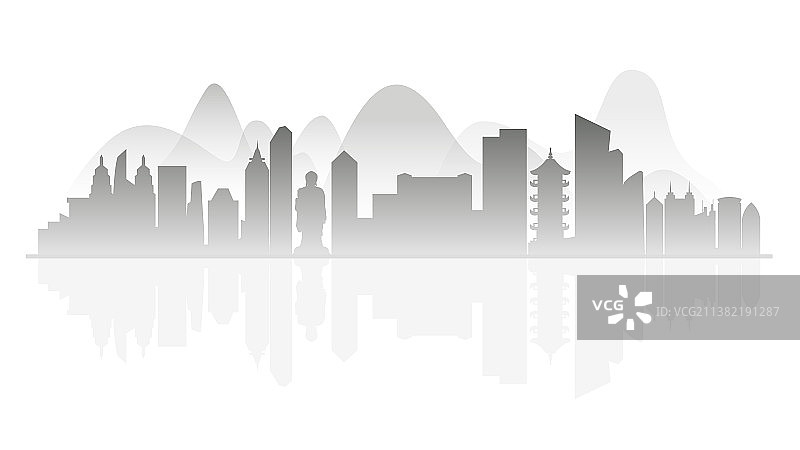 无锡水墨剪影插画图片素材