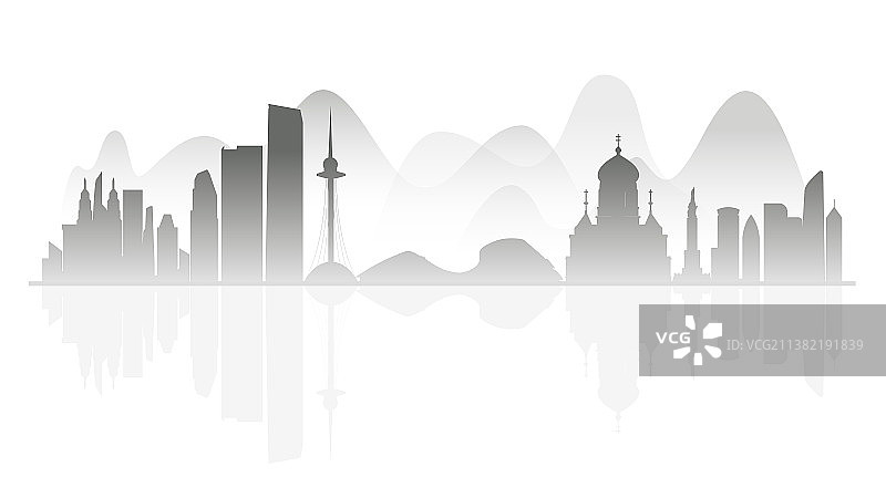 哈尔滨水墨剪影插画图片素材