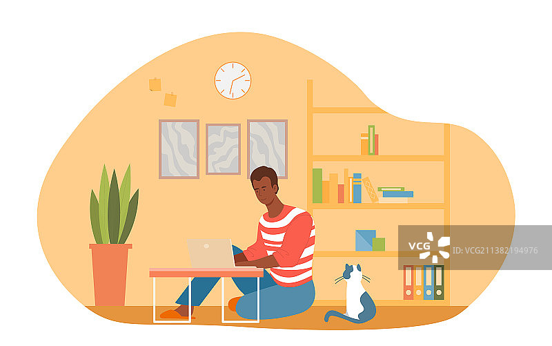 在家工作的自由职业者图片素材