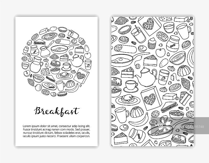 手绘早餐菜肴卡片模板图片素材