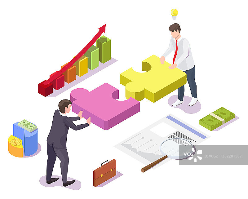 解决拼图的商务人士图片素材