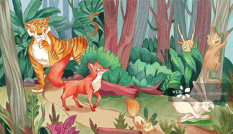 狐假虎威图片素材