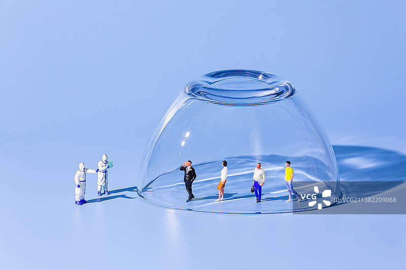 微缩场景：防疫，居家隔离场景，微缩防疫人物图片素材