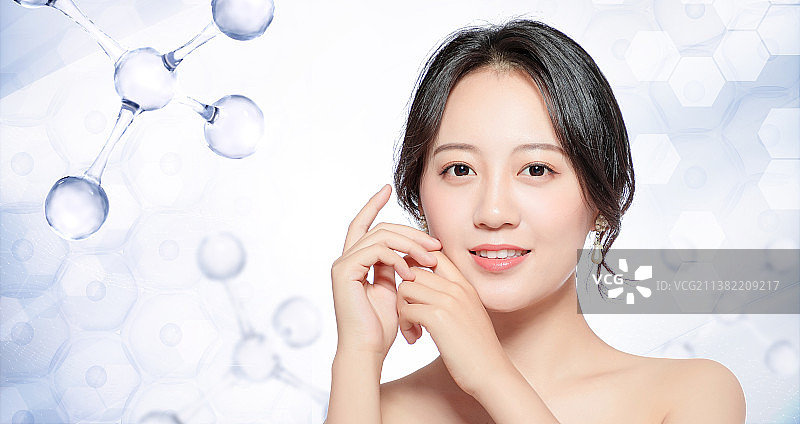 亚洲美女面部特写，医疗美容概念图图片素材