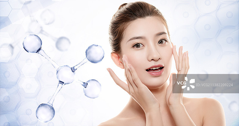 亚洲美女面部特写，医疗美容概念图图片素材