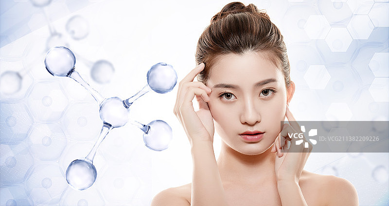 亚洲美女面部特写，医疗美容概念图图片素材