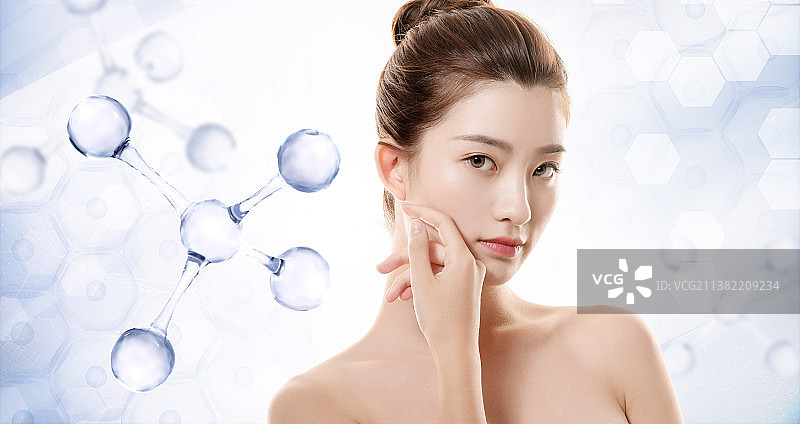 亚洲美女面部特写，医疗美容概念图图片素材