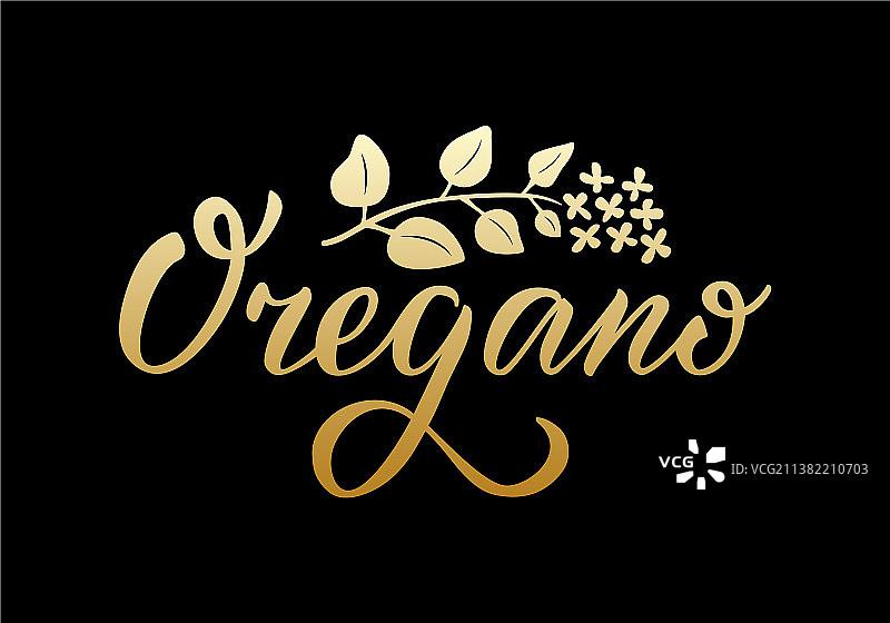 黑色背景上的牛至金色渐变文字图片素材