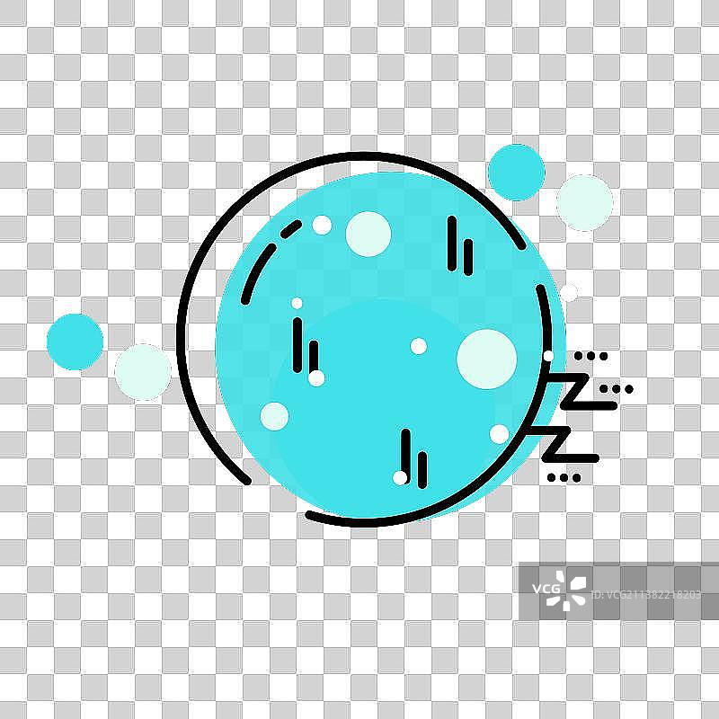 天王星 星球 蓝色 线条 插画 元素图片素材