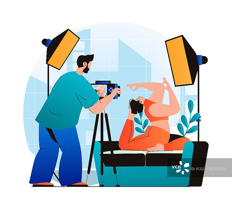 现代扁平设计摄影工作室概念图片素材