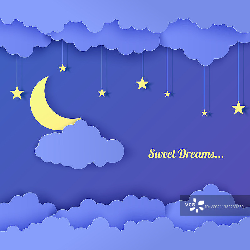 剪纸风格夜空3D背景图片素材