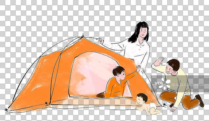 夏天公园露营水彩画设计元素图片素材