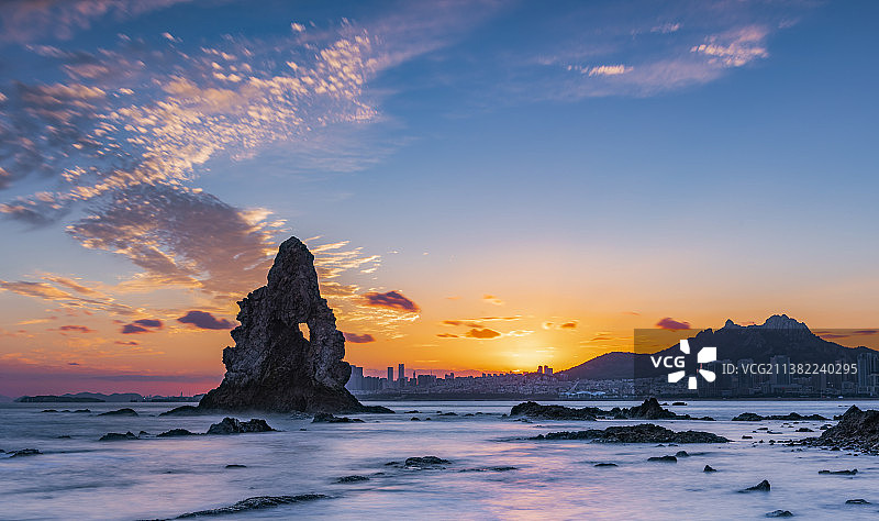 浮山湾晚霞图片素材