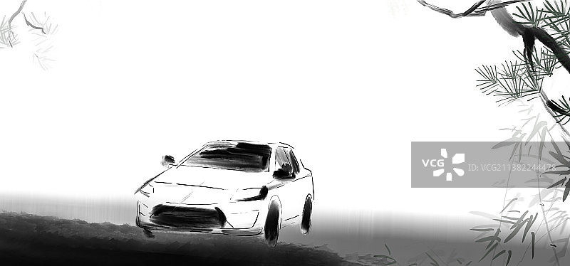 汽车行业水墨背景设计元素抽象背景图片素材