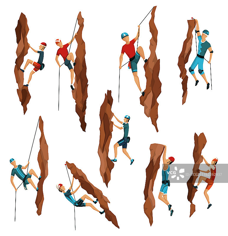 攀岩：男子攀登岩石图片素材