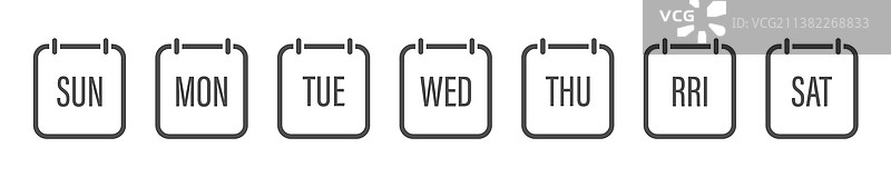 带星期名称的日历图标素材图片素材