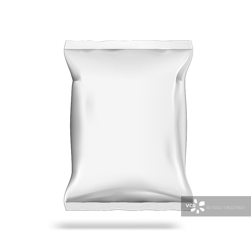 白色背景上的3D白色薯片包装袋图片素材