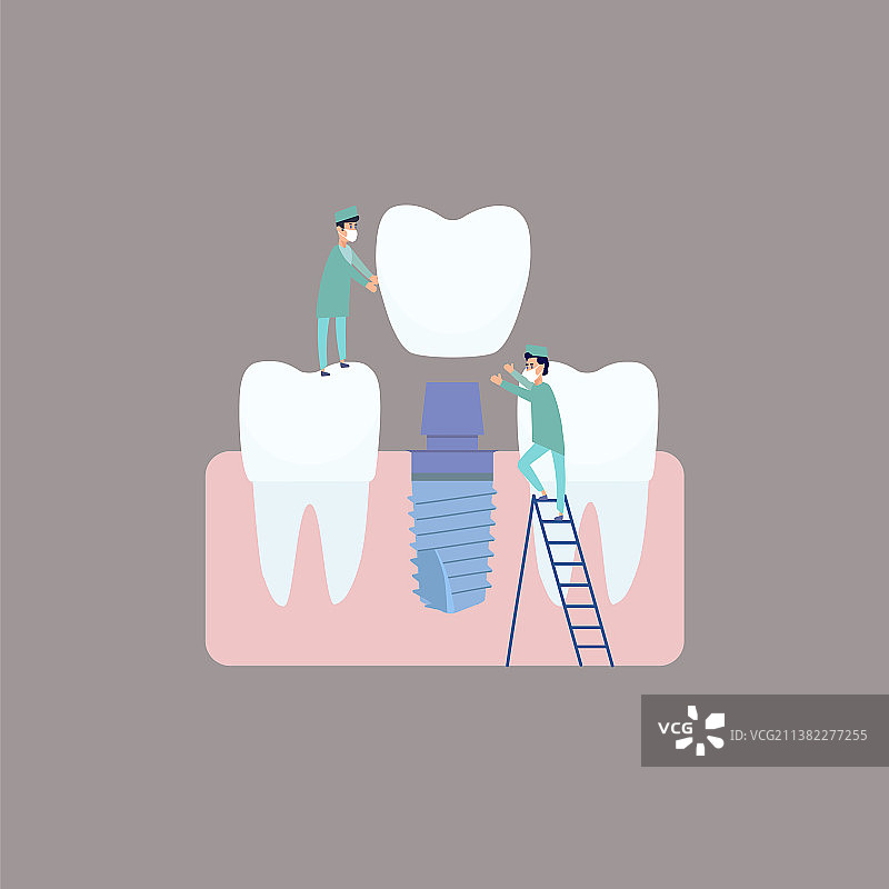 两位牙医进行牙科植入手术图片素材