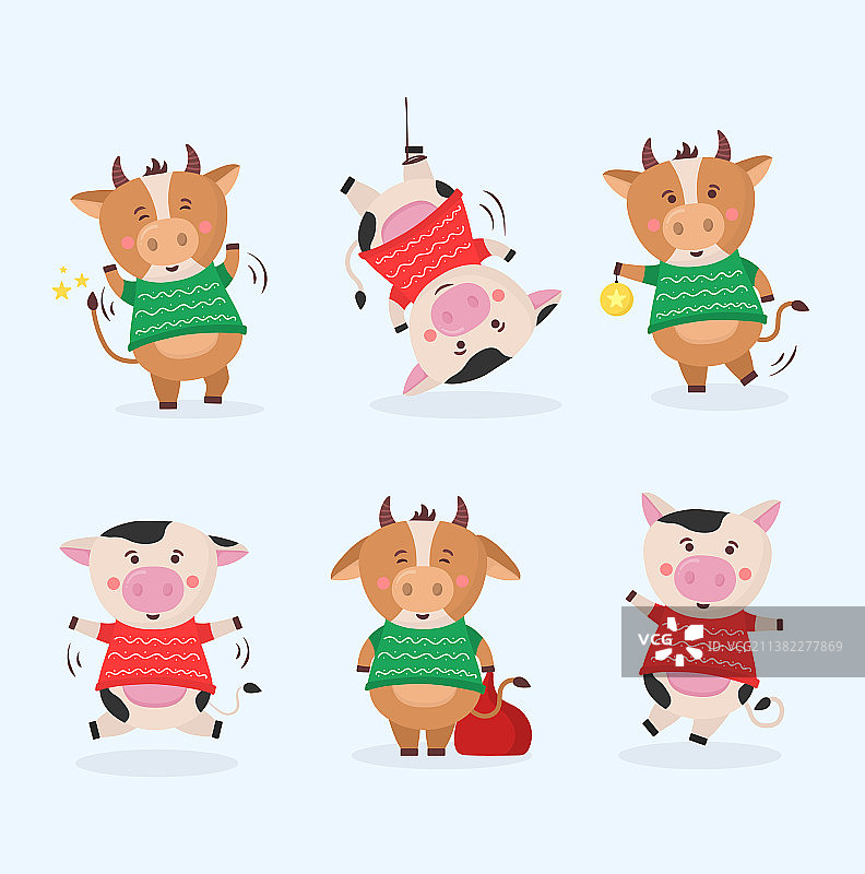 彩色公牛中国新年2021牛图片素材