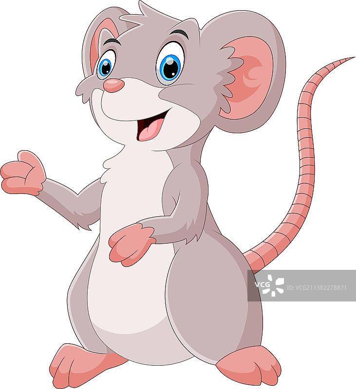 卡通可爱的老鼠在白色背景上挥舞图片素材