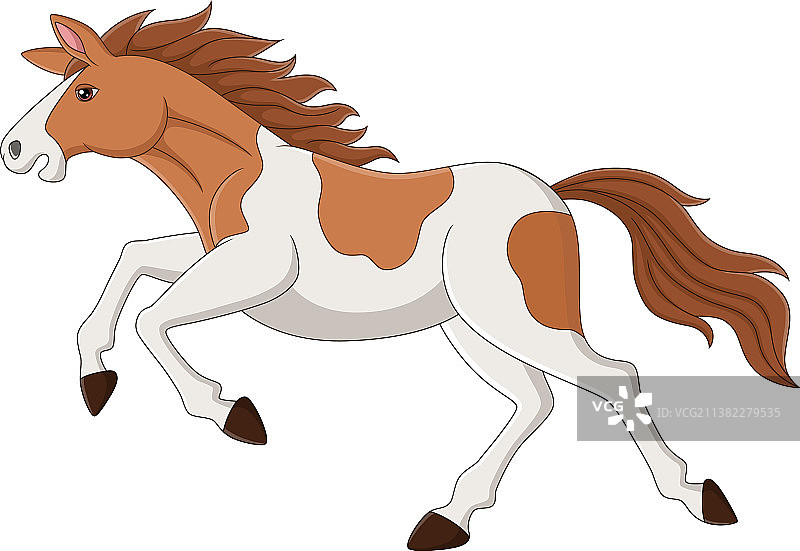 卡通棕白色奔跑的马图片素材