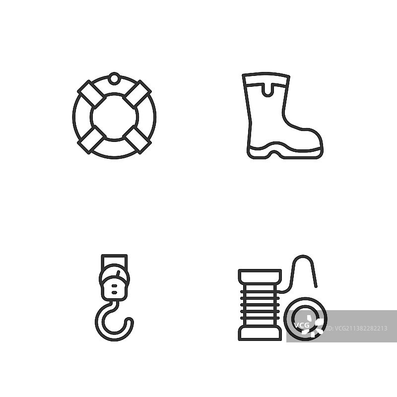 渔线轮和弹簧秤线条合集图片素材