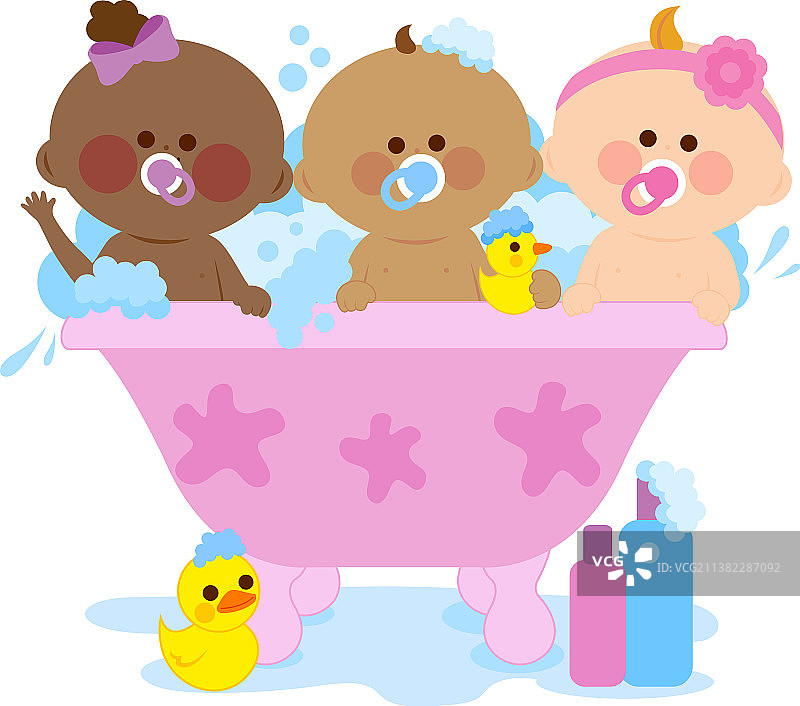 浴盆里洗澡的婴儿图片素材