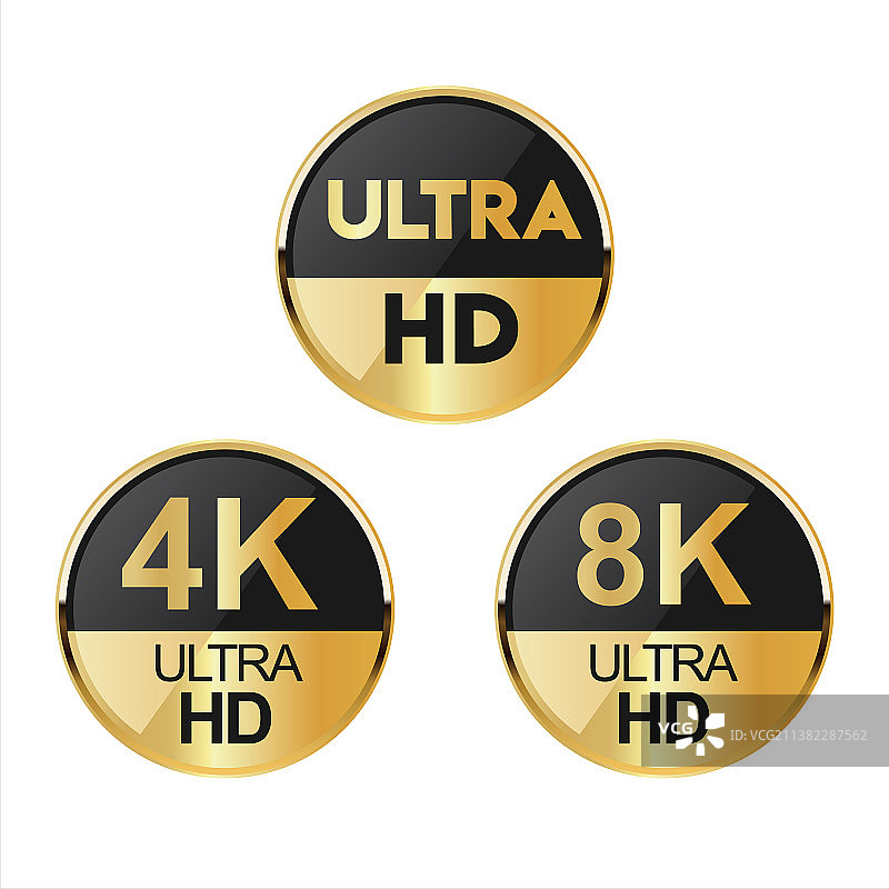 全高清4K、8K和超高清图标合集03图片素材