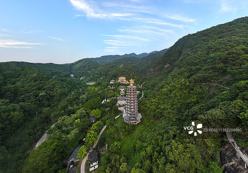 广东省惠州市博罗县象头山平安山元音古寺航拍图片素材