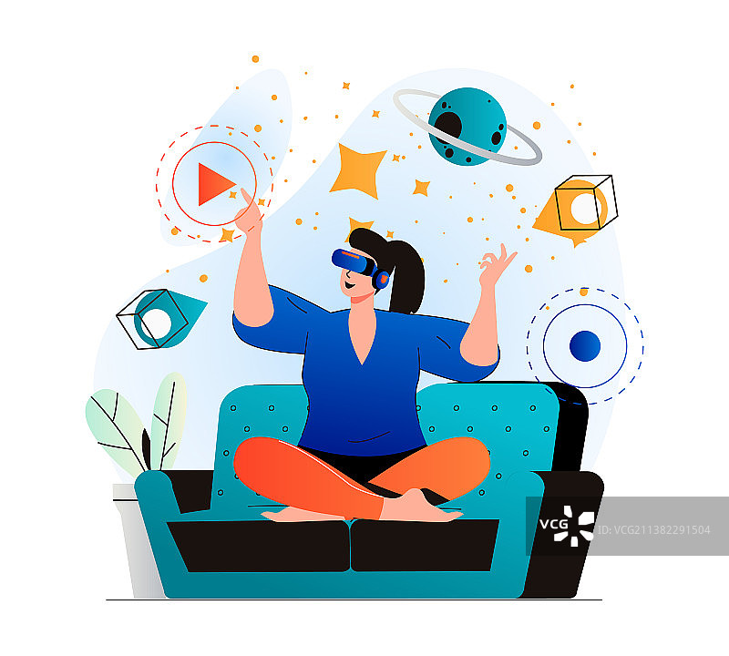 现代扁平设计中的网络空间概念图片素材