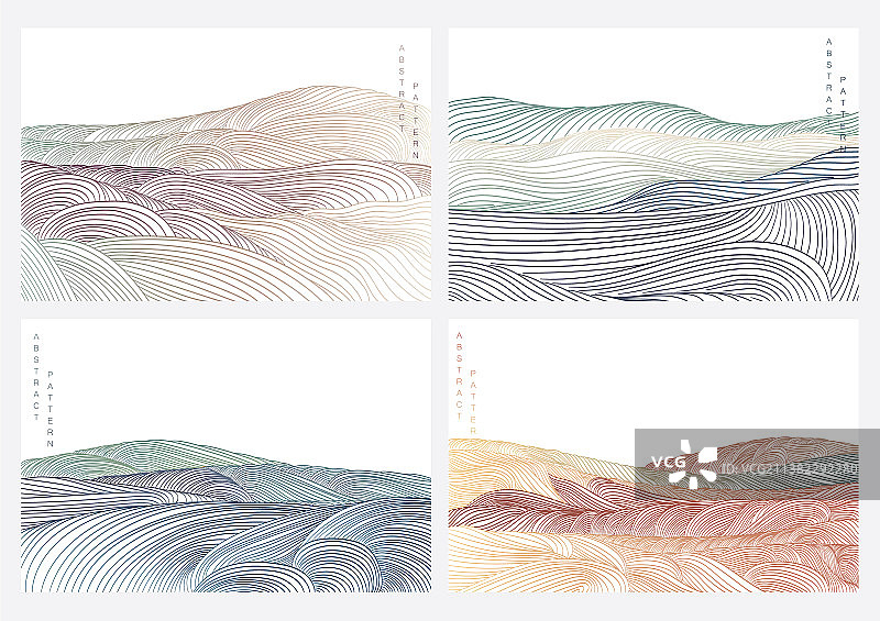 带有线条波浪图案的日式背景图片素材