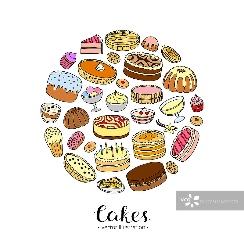 圆形手绘蛋糕图片素材