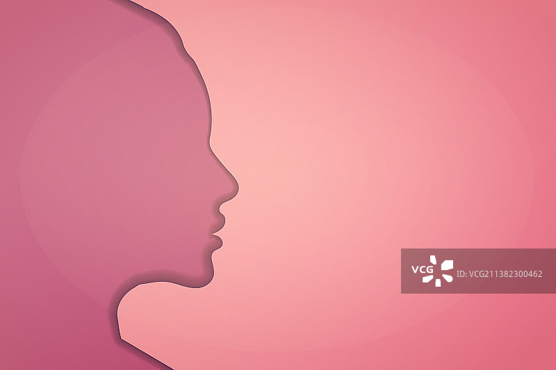 粉色背景上的剪纸美女轮廓图片素材