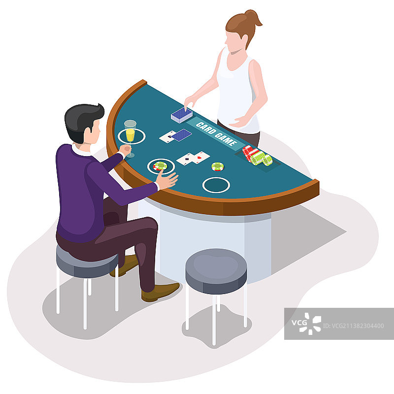 赌徒玩赌场纸牌游戏图片素材