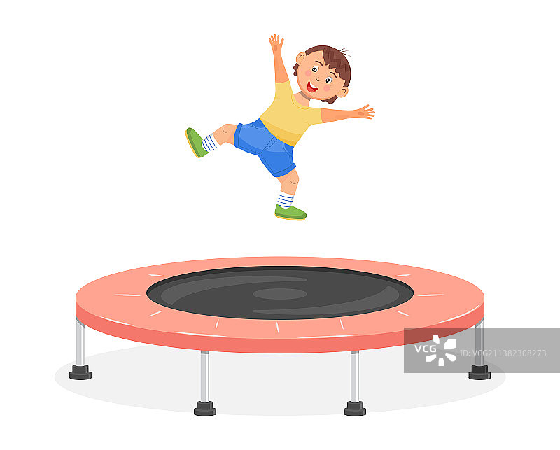 小孩在蹦床上玩耍图片素材