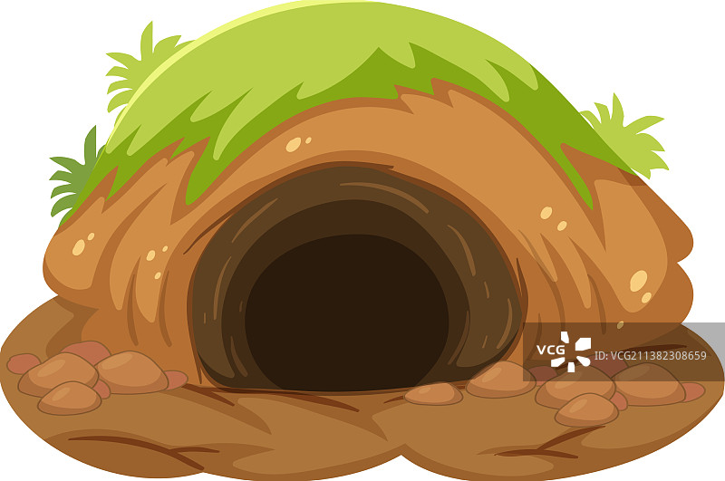 白色背景上的地面动物洞穴图片素材