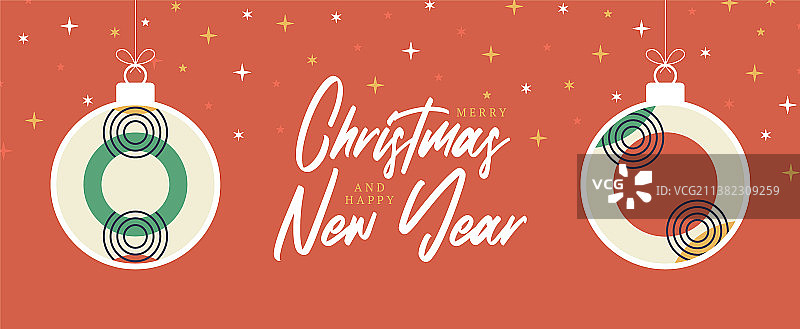 圣诞新年彩球主题贺卡图片素材