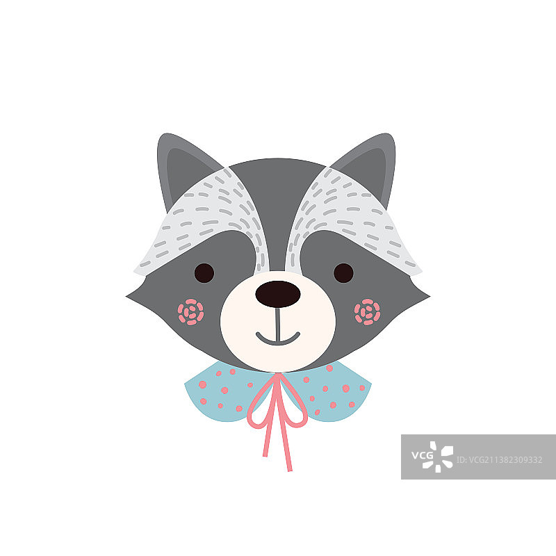 白色背景上的可爱卡通浣熊图片素材