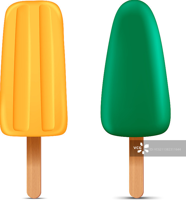 一组逼真的自制冷冻冰棒图片素材