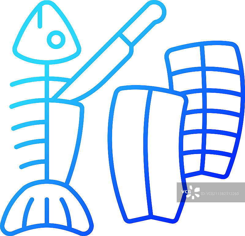 鱼片雕刻渐变线性图标图片素材