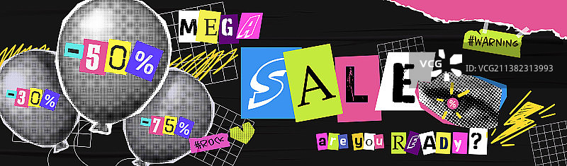 折扣拼贴垃圾横幅图片素材