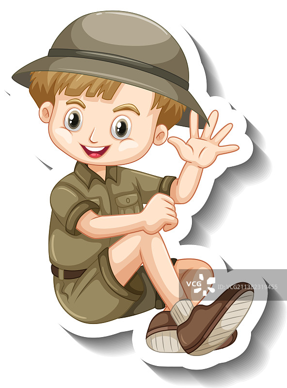 男孩卡通人物贴纸模板图片素材