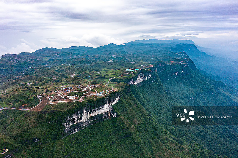 航拍湖南湘西龙山八面山素材图片素材