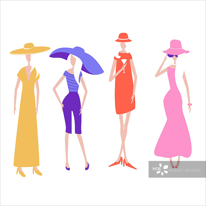 快乐的年轻女性极简主义抽象潮流图片素材