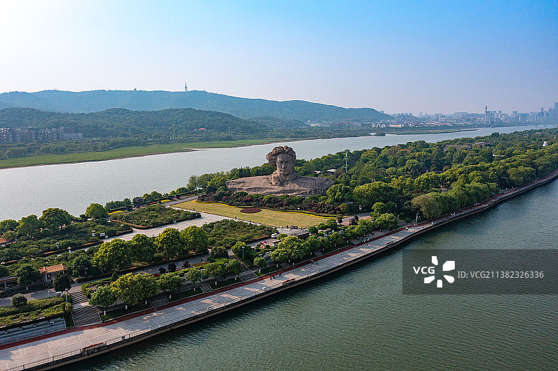 航拍湖南长沙橘子洲风光图片素材