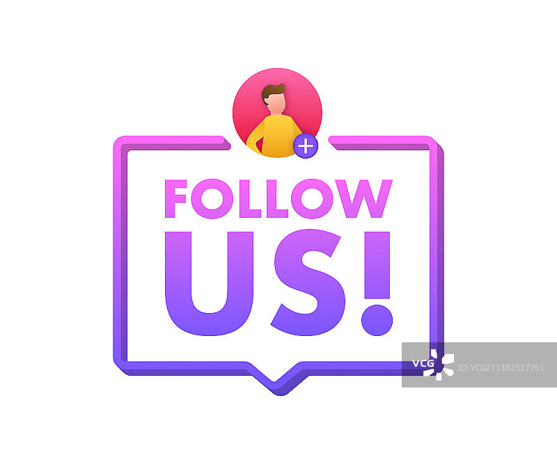 白色背景上的关注我们按钮图片素材