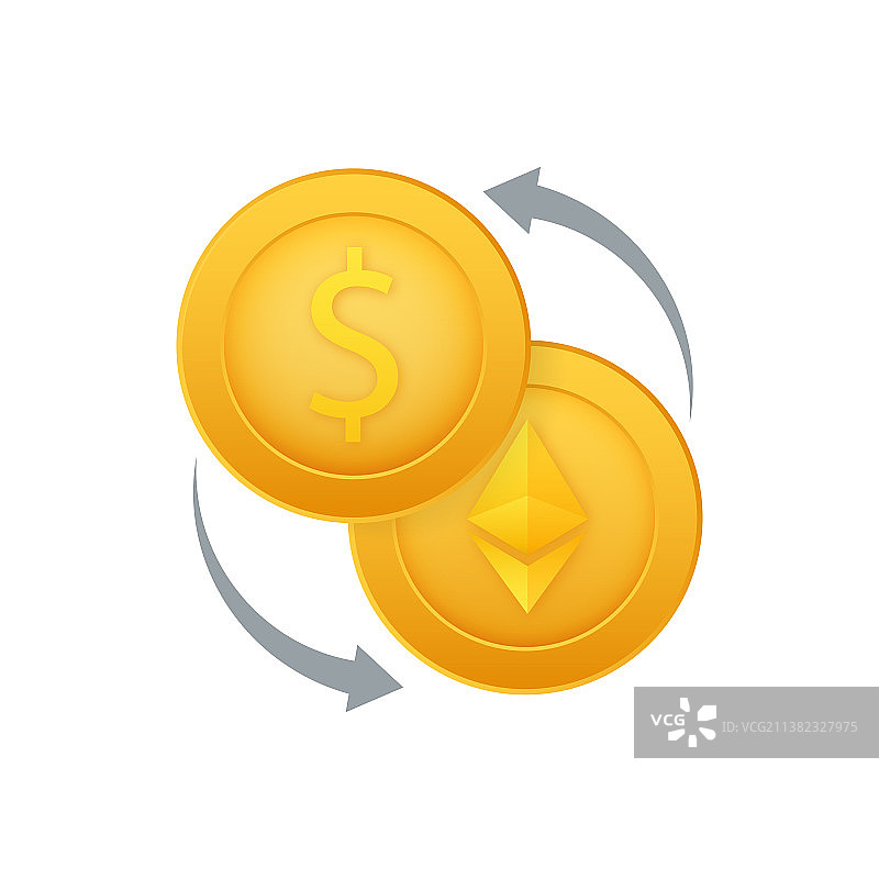 货币兑换图标：银行和加密货币图片素材